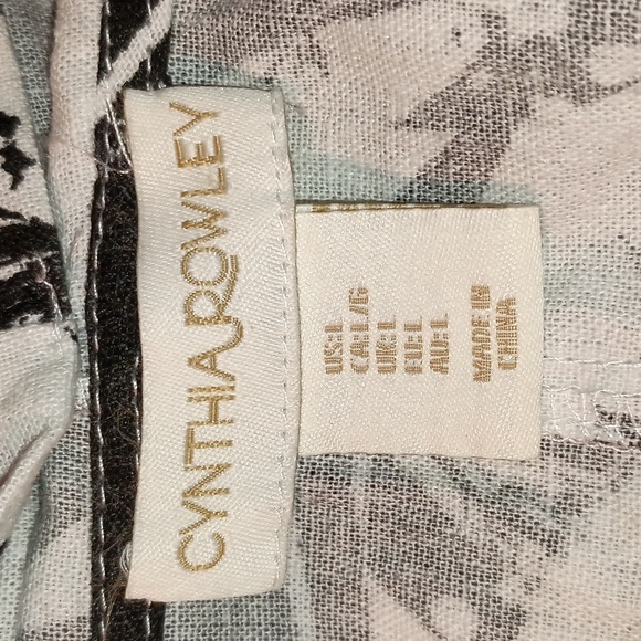 Cynthia Rowley tropical dress black with white flowers. Large. Linen&Vis… - Picture 7 of 8